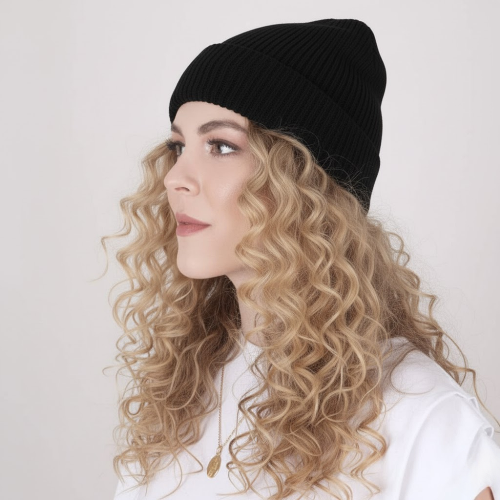 Shekys Satin Lined Frizz-Free Beanie (Black)