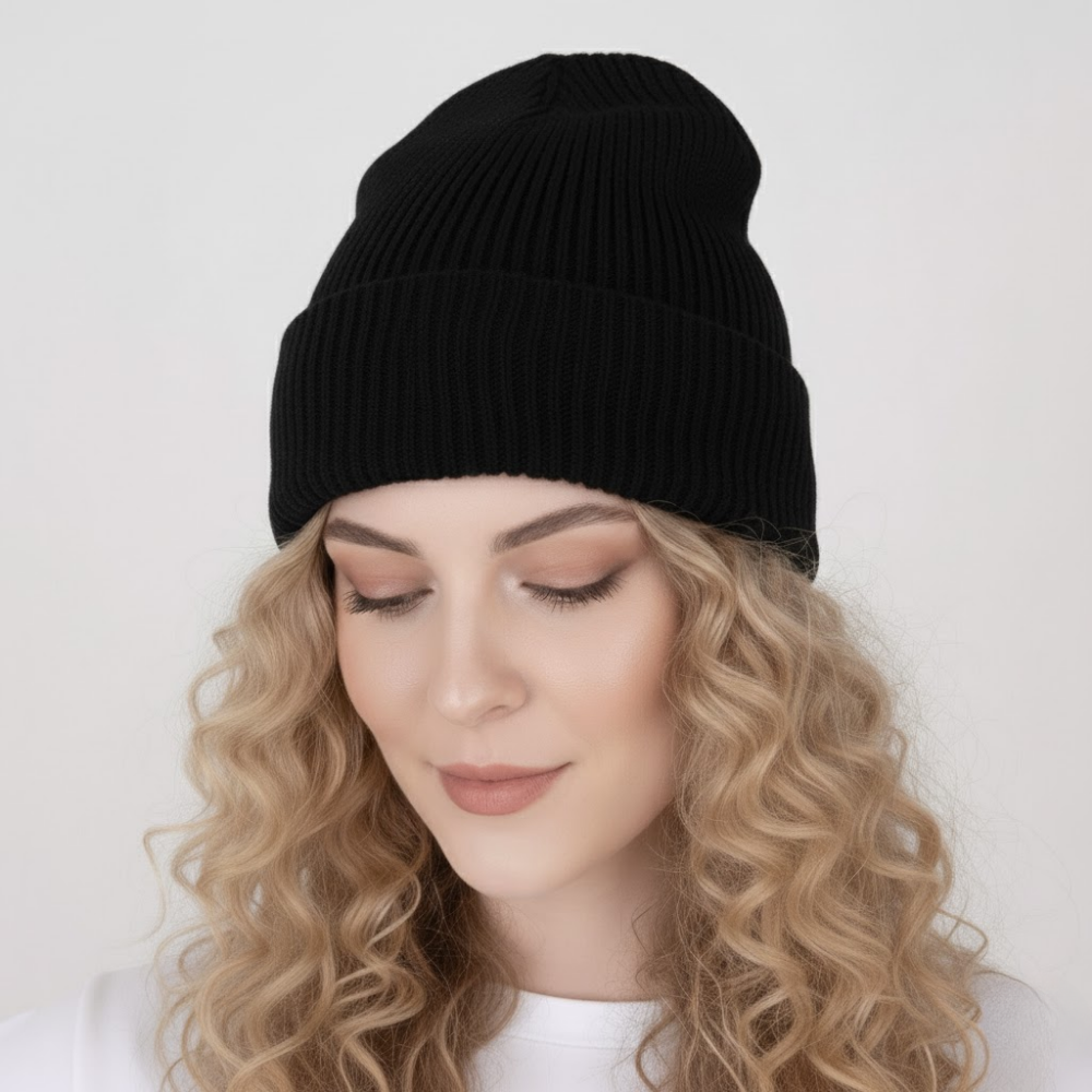 Shekys Satin Lined Frizz-Free Beanie (Black)