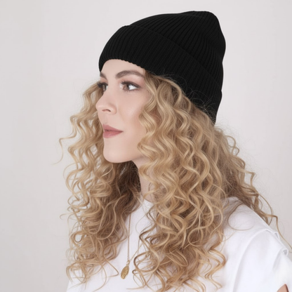 Shekys Satin Lined Frizz-Free Beanie (Black)